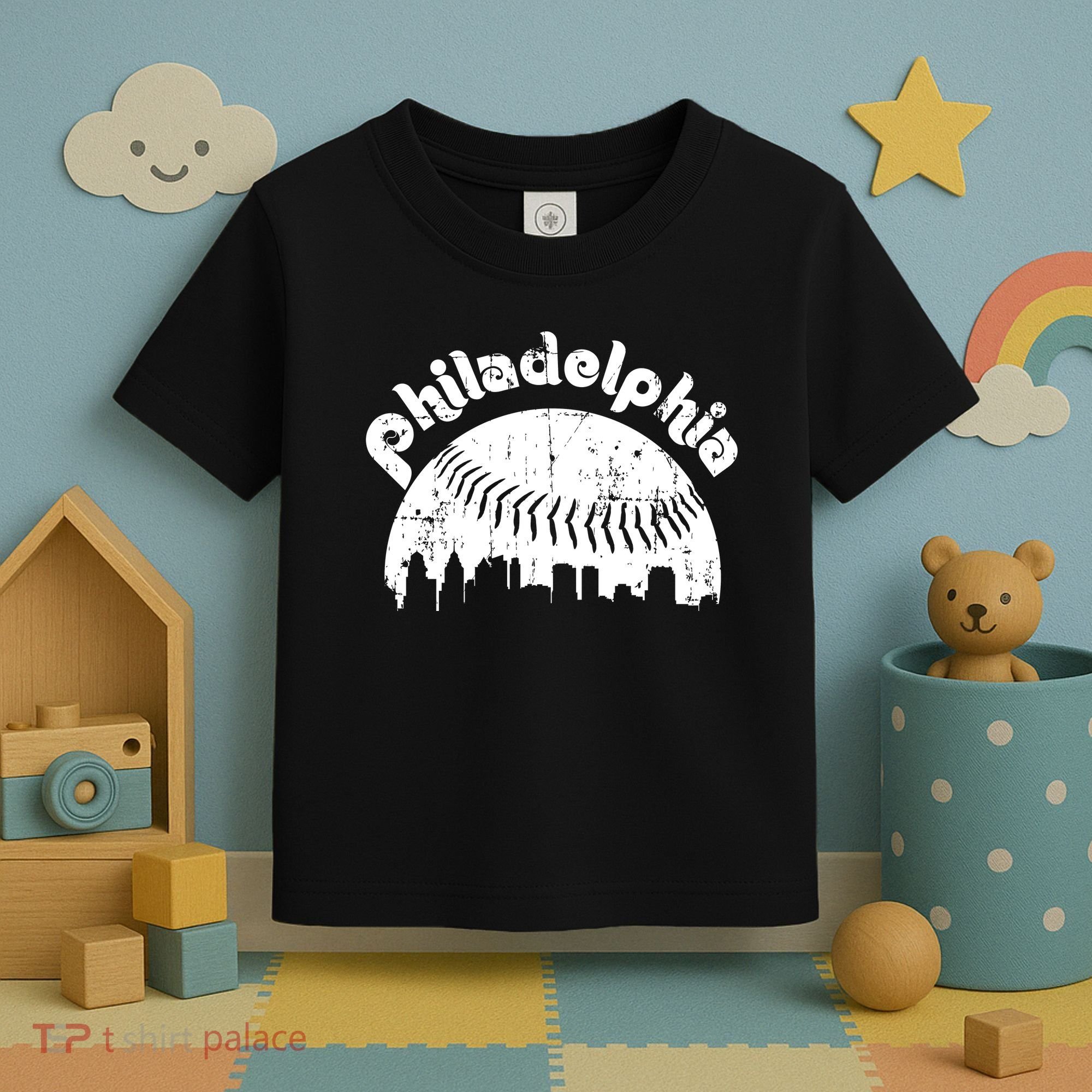 Philadelphia Baseball Retro Philly Skyline Game Day Toddler T-Shirt