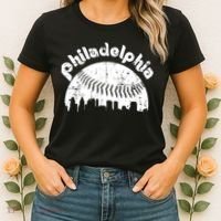 Philadelphia Baseball Retro Philly Skyline Game Day Women's T-Shirt thumb 2
