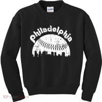 Philadelphia Baseball Retro Philly Skyline Game Day Kids Sweatshirt thumb 0