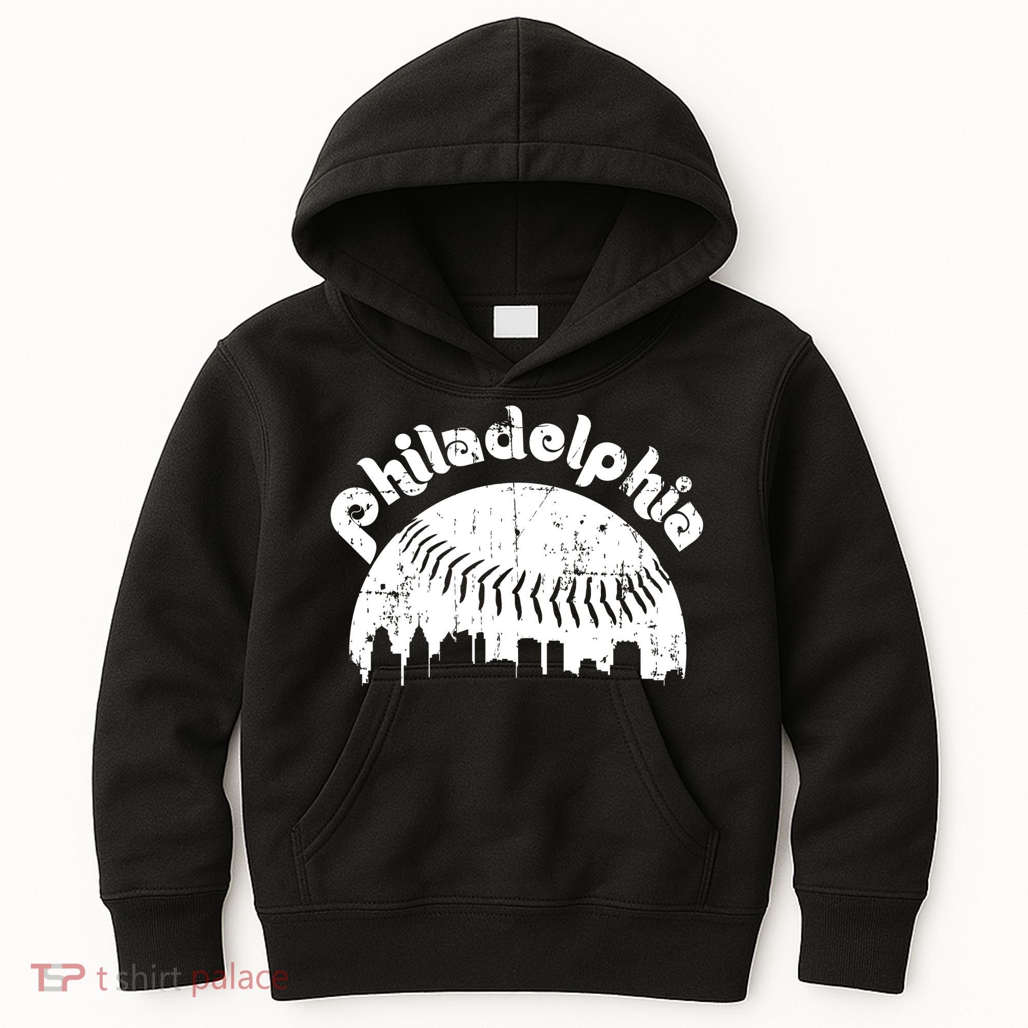 Philadelphia Baseball Retro Philly Skyline Game Day Kids Hoodie