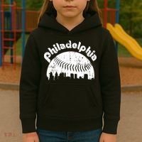Philadelphia Baseball Retro Philly Skyline Game Day Kids Hoodie thumb 3