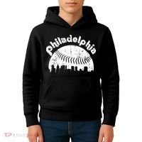 Philadelphia Baseball Retro Philly Skyline Game Day Kids Hoodie thumb 4