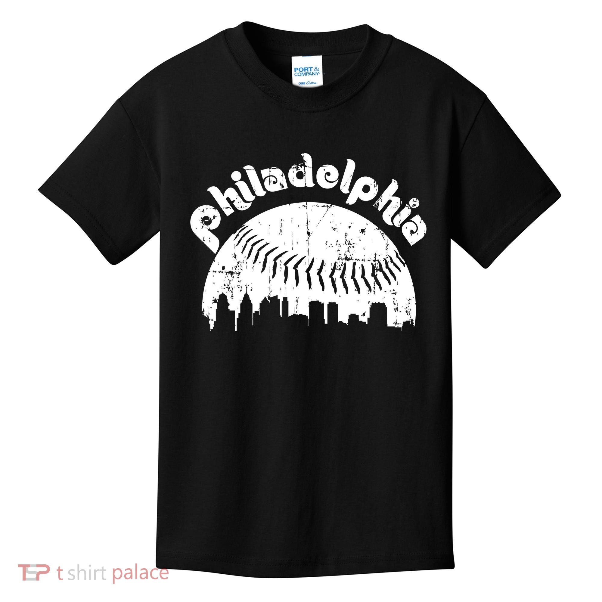 Philadelphia Baseball Retro Philly Skyline Game Day Kids T-Shirt