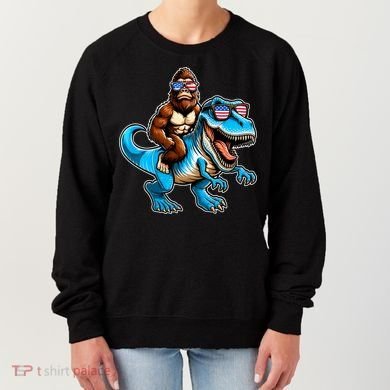 Patriotic Bigfoot Riding T Rex Women's Sweatshirt