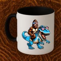 Patriotic Bigfoot Riding T Rex Coffee Mug thumb 2