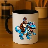 Patriotic Bigfoot Riding T Rex Coffee Mug thumb 4