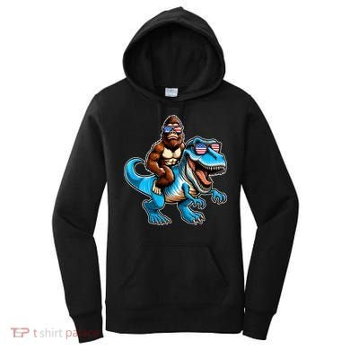 Patriotic Bigfoot Riding T Rex Women's Hoodie