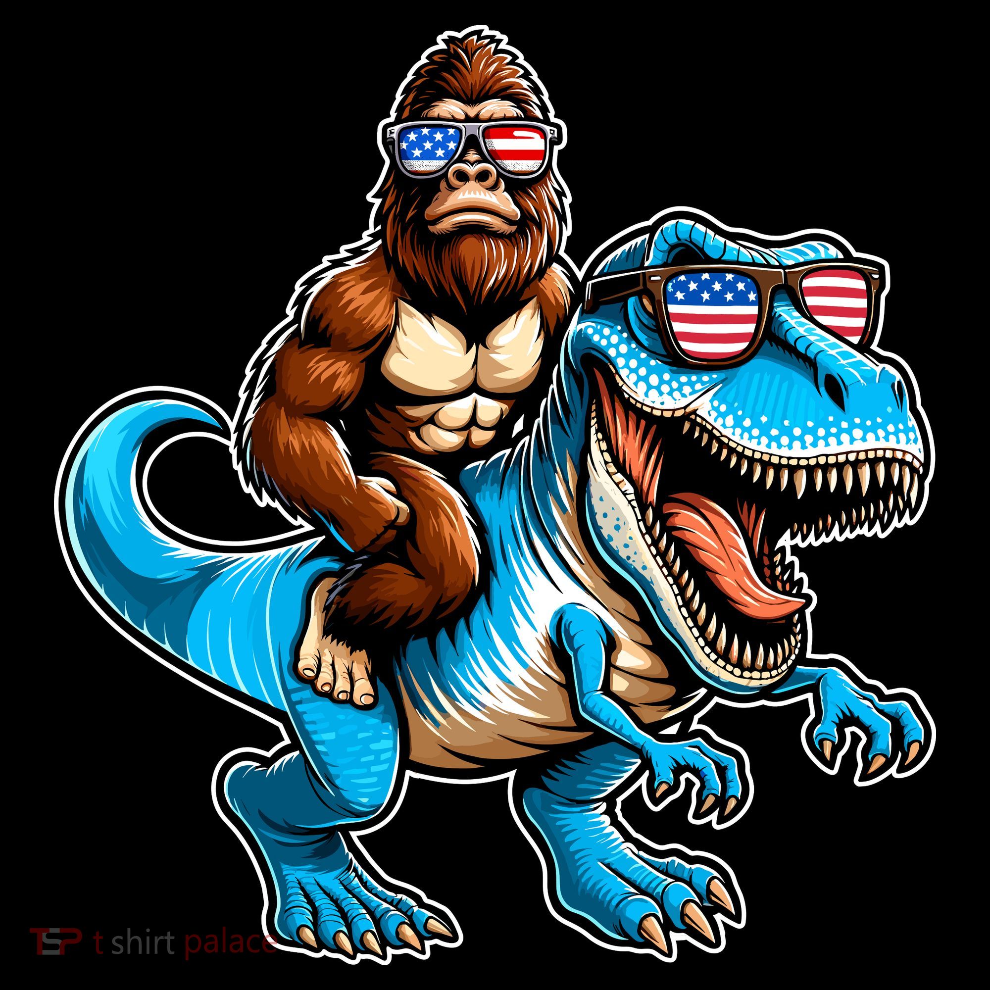 Patriotic Bigfoot Riding T Rex Women's Hoodie