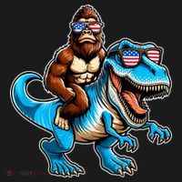 Patriotic Bigfoot Riding T Rex Ornament thumb 1