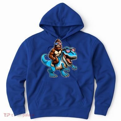 Patriotic Bigfoot Riding T Rex Hoodie