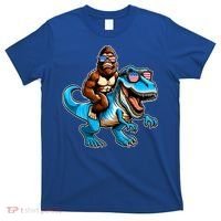 Patriotic Bigfoot Riding T Rex T-Shirt thumb 0