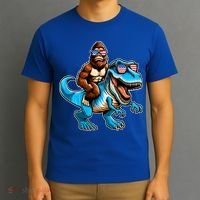 Patriotic Bigfoot Riding T Rex T-Shirt thumb 3