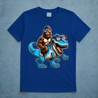 Patriotic Bigfoot Riding T Rex T-Shirt thumb 5
