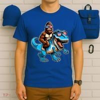 Patriotic Bigfoot Riding T Rex T-Shirt thumb 6