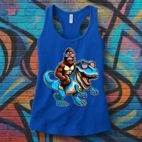 Patriotic Bigfoot Riding T Rex Women's Tank Top thumb 3