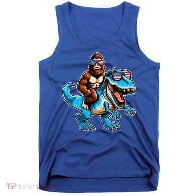 Patriotic Bigfoot Riding T Rex Tank Top