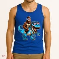 Patriotic Bigfoot Riding T Rex Tank Top thumb 3