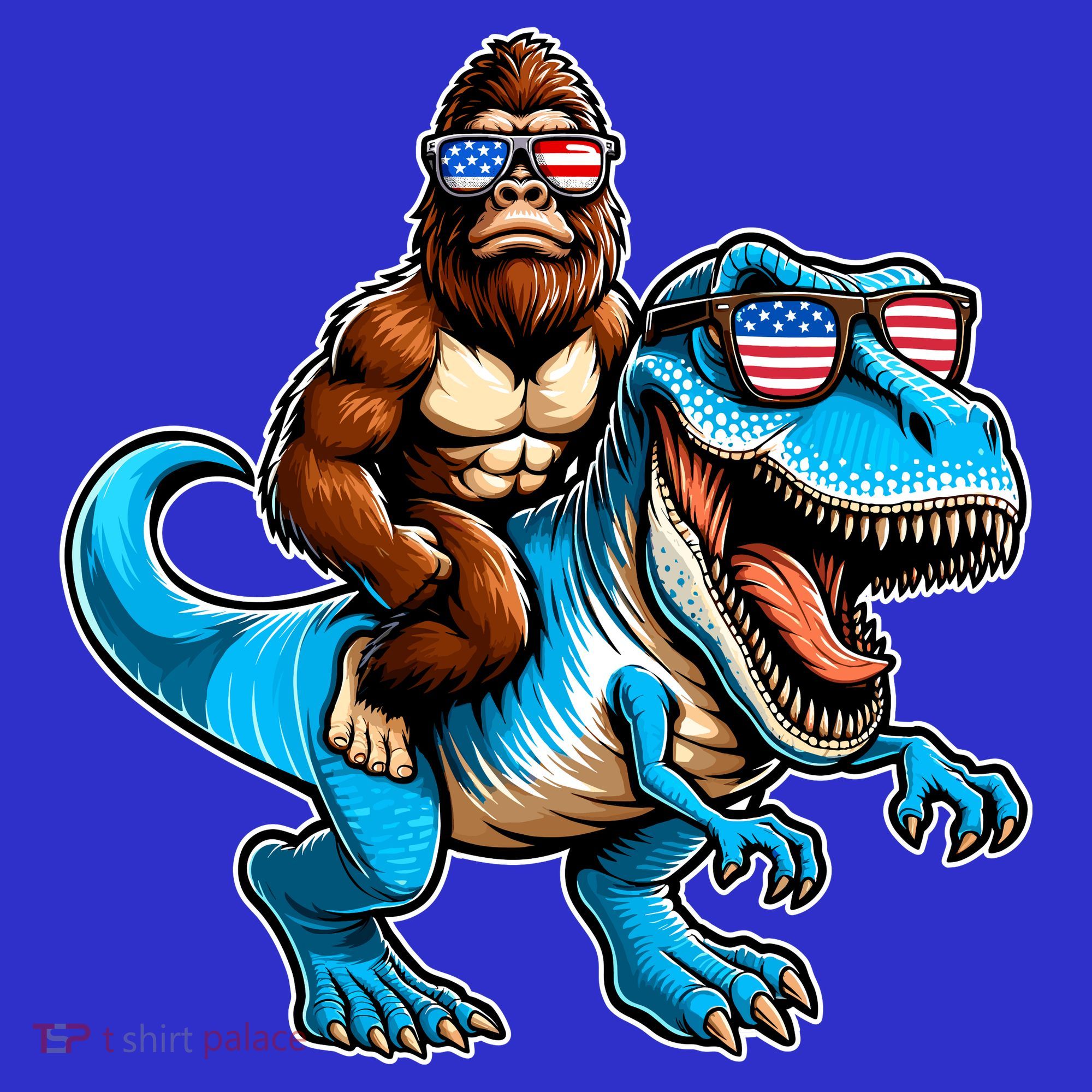Patriotic Bigfoot Riding T Rex Toddler T-Shirt