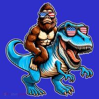 Patriotic Bigfoot Riding T Rex Women's T-Shirt thumb 6
