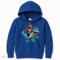 Patriotic Bigfoot Riding T Rex Kids Hoodie thumb 0