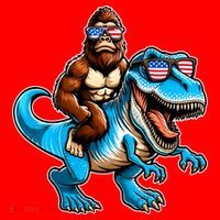 Patriotic Bigfoot Riding T Rex Santa Hat thumb 1