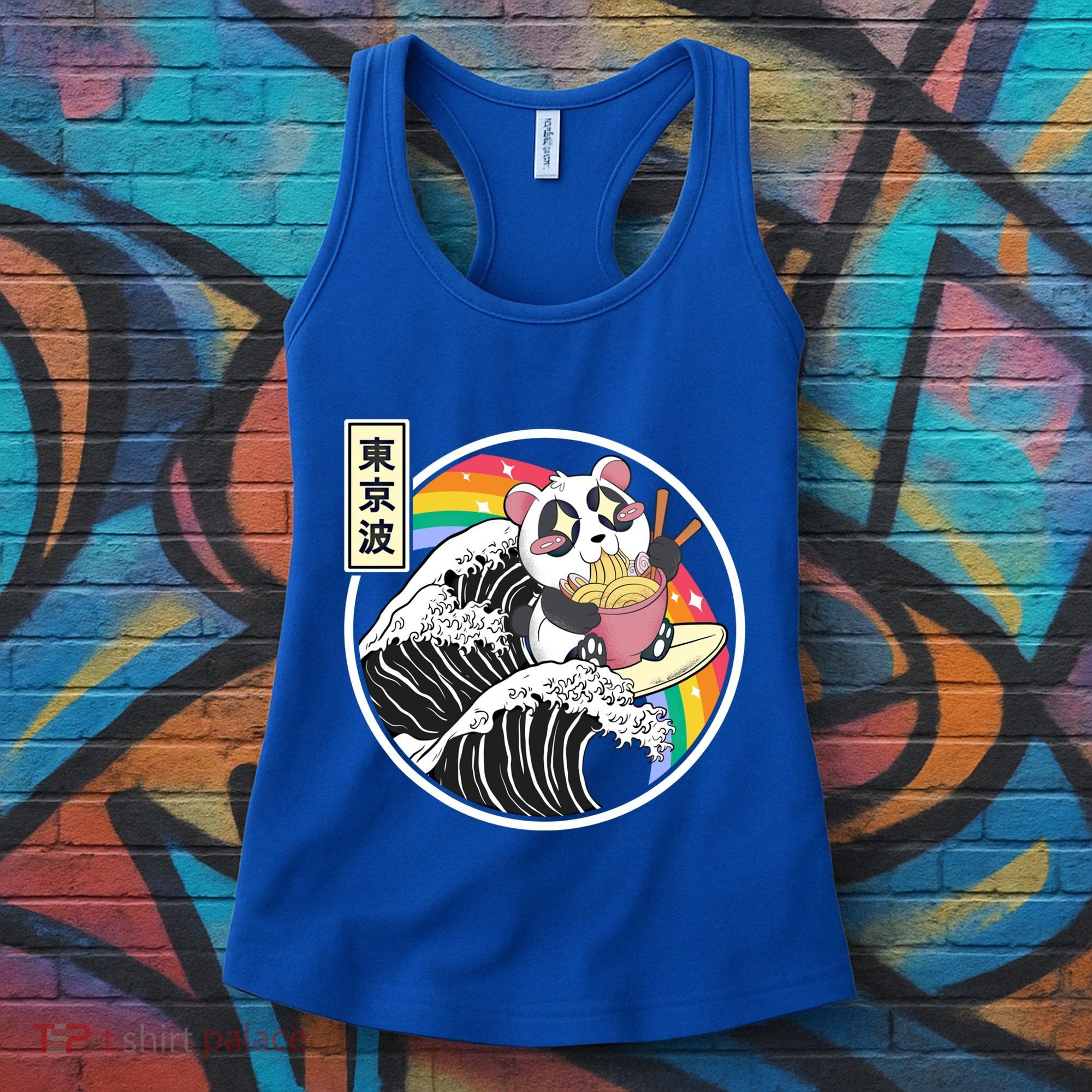 Panda Bear Ra Noodles Japanese Wave Anime Rainbow Kawaii Great Gift Women's Tank Top