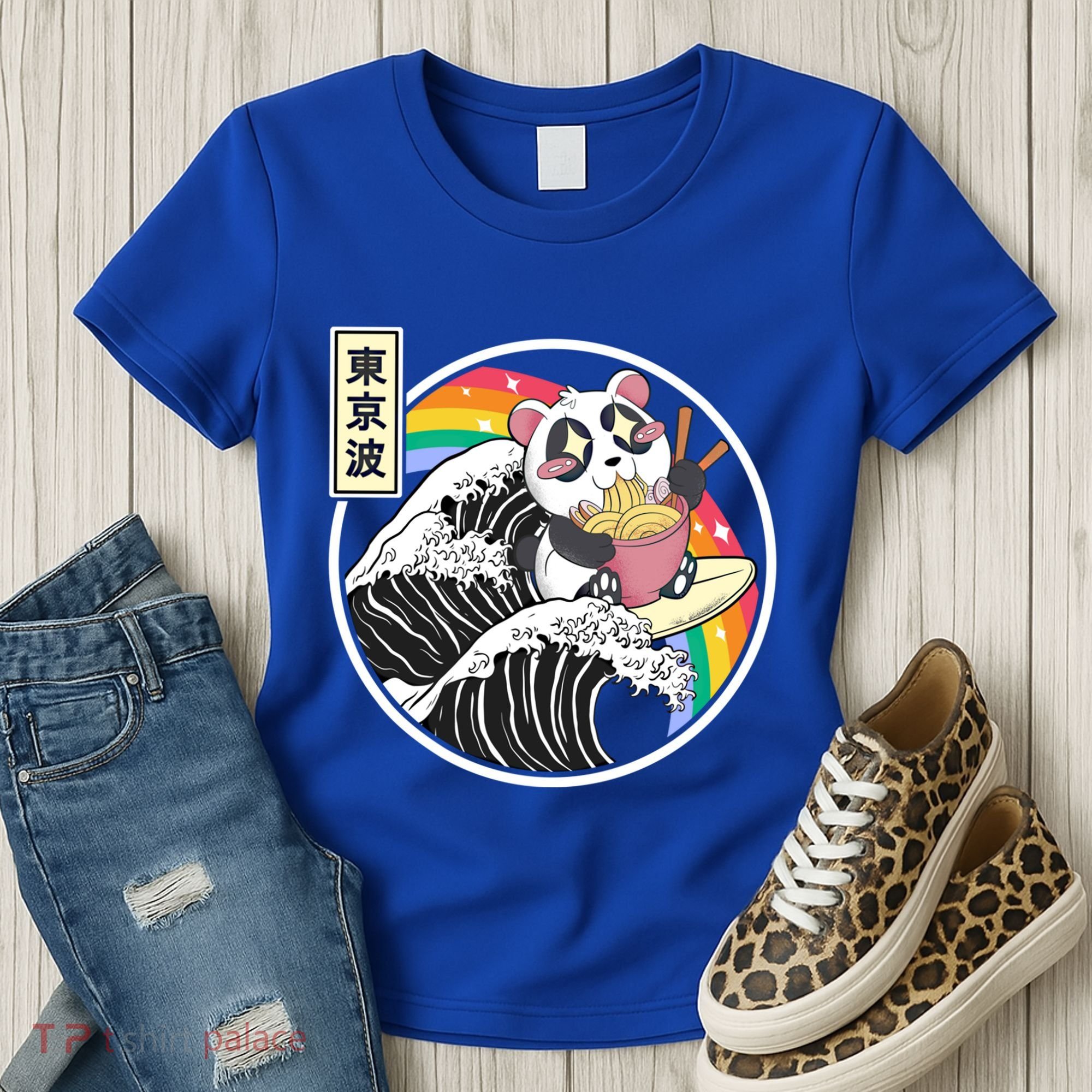 Panda Bear Ra Noodles Japanese Wave Anime Rainbow Kawaii Great Gift Women's T-Shirt