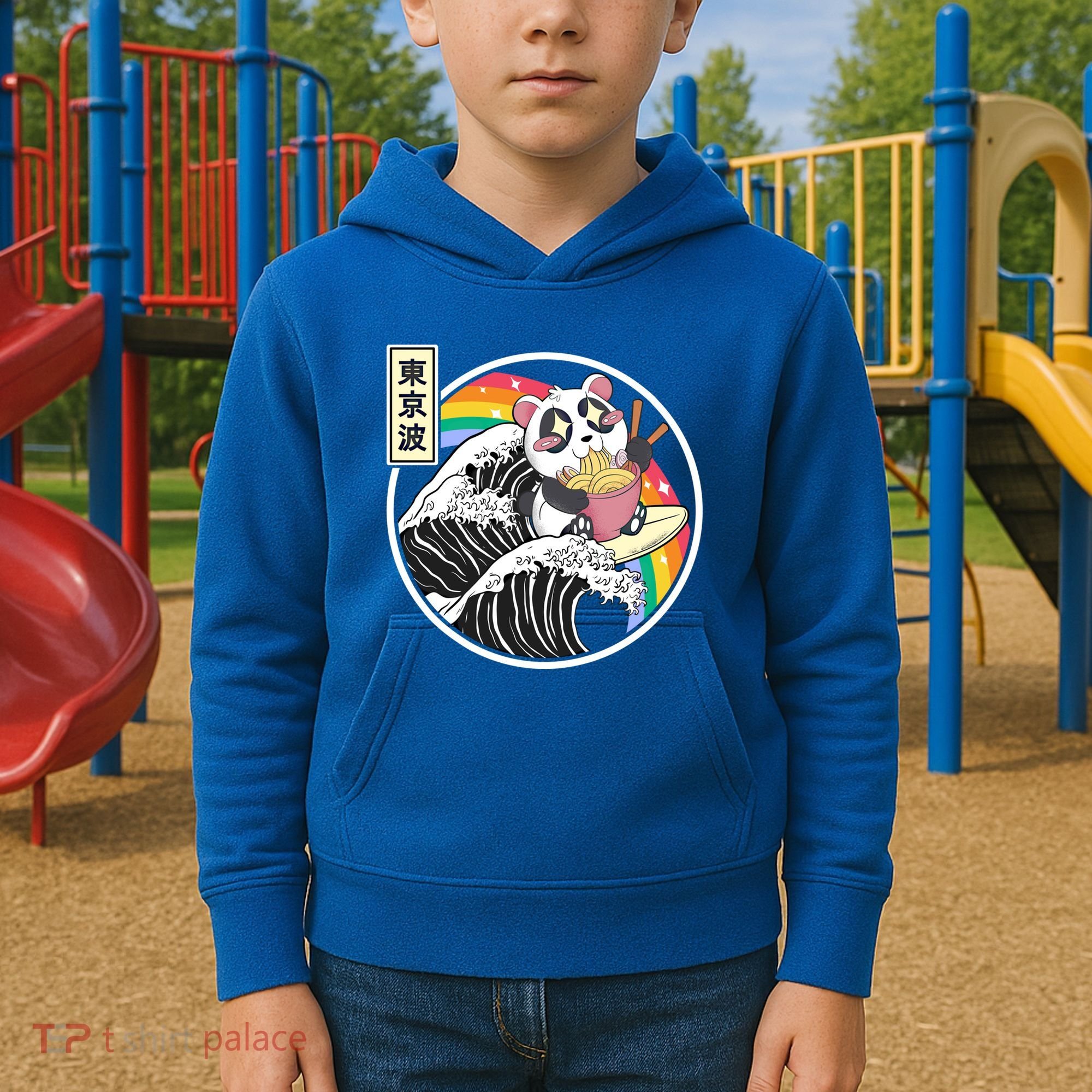 Panda Bear Ra Noodles Japanese Wave Anime Rainbow Kawaii Great Gift Kids Hoodie