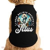 Pray Believe Receive Jesus For Catholic Christian Faith Doggie Tank thumb 0
