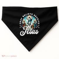 Pray Believe Receive Jesus For Catholic Christian Faith USA-Made Doggie Bandana thumb 0