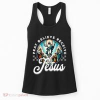 Pray Believe Receive Jesus For Catholic Christian Faith Women's Tank Top thumb 0