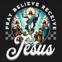 Pray Believe Receive Jesus For Catholic Christian Faith Kids Hoodie thumb 5