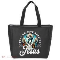 Pray Believe Receive Jesus For Catholic Christian Faith Tote Bag thumb 0