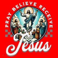 Pray Believe Receive Jesus For Catholic Christian Faith Santa Hat thumb 1