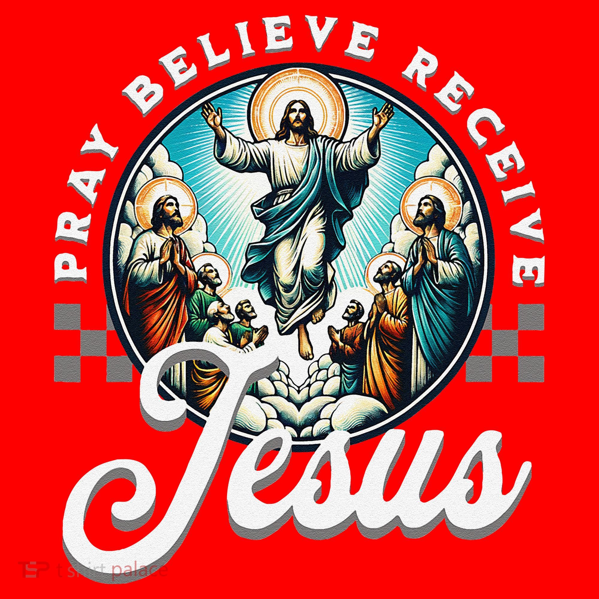 Pray Believe Receive Jesus For Catholic Christian Faith Santa Hat