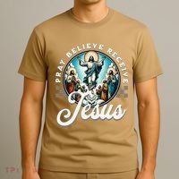 Pray Believe Receive Jesus For Catholic Christian Faith T-Shirt thumb 3