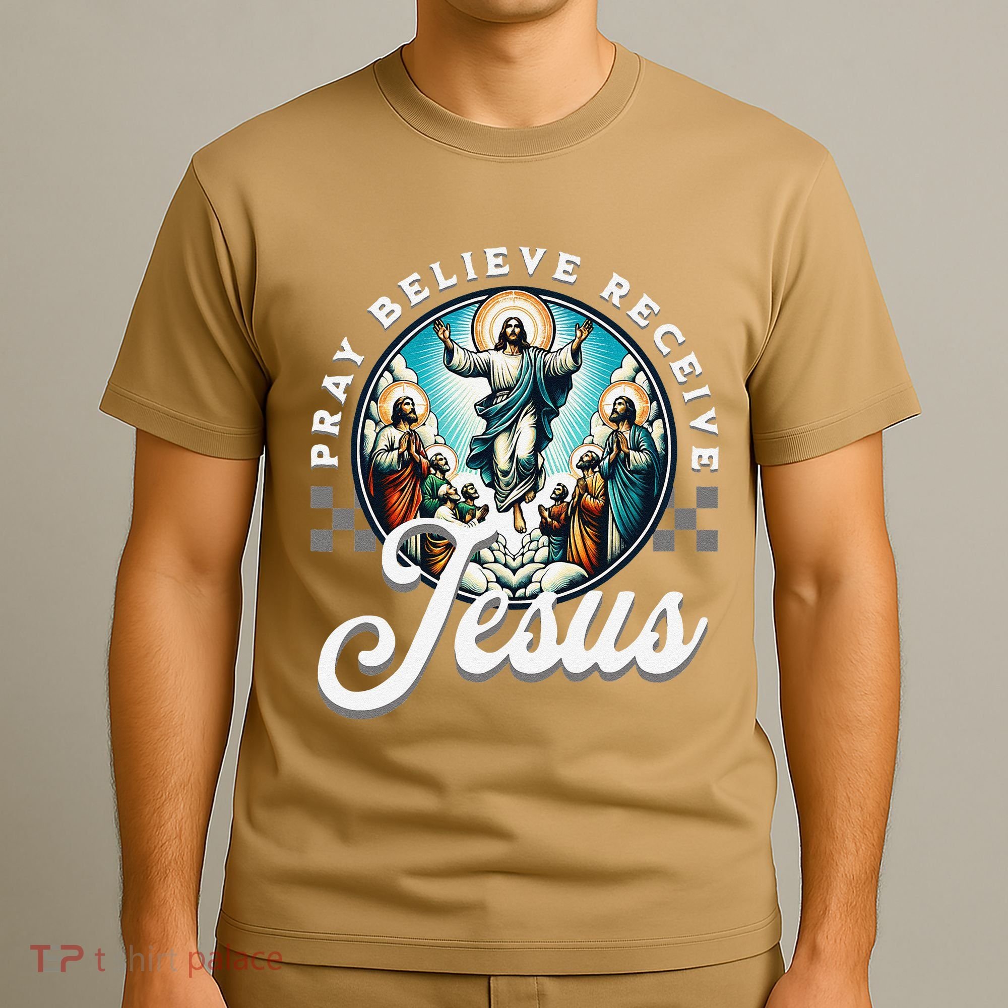 Pray Believe Receive Jesus For Catholic Christian Faith T-Shirt