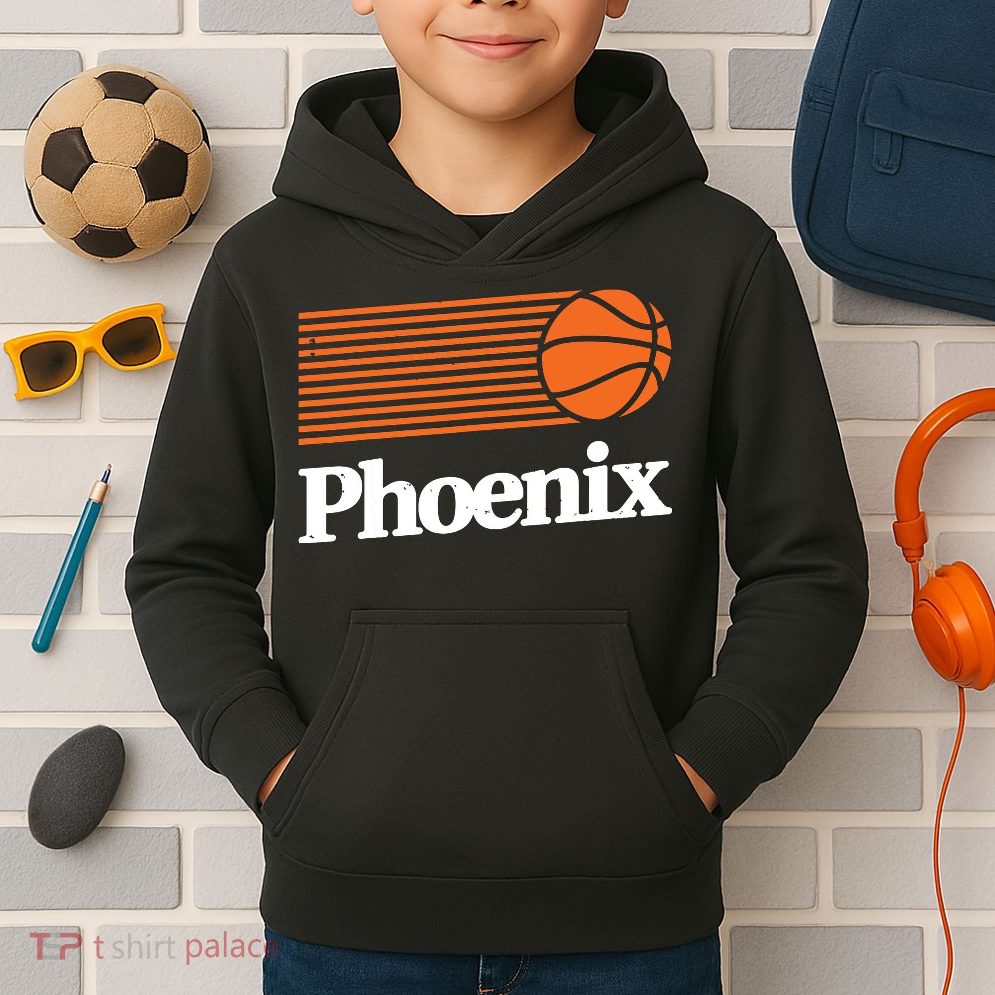 Phoenix Basketball Retro City Arizona State Bball Kids Hoodie
