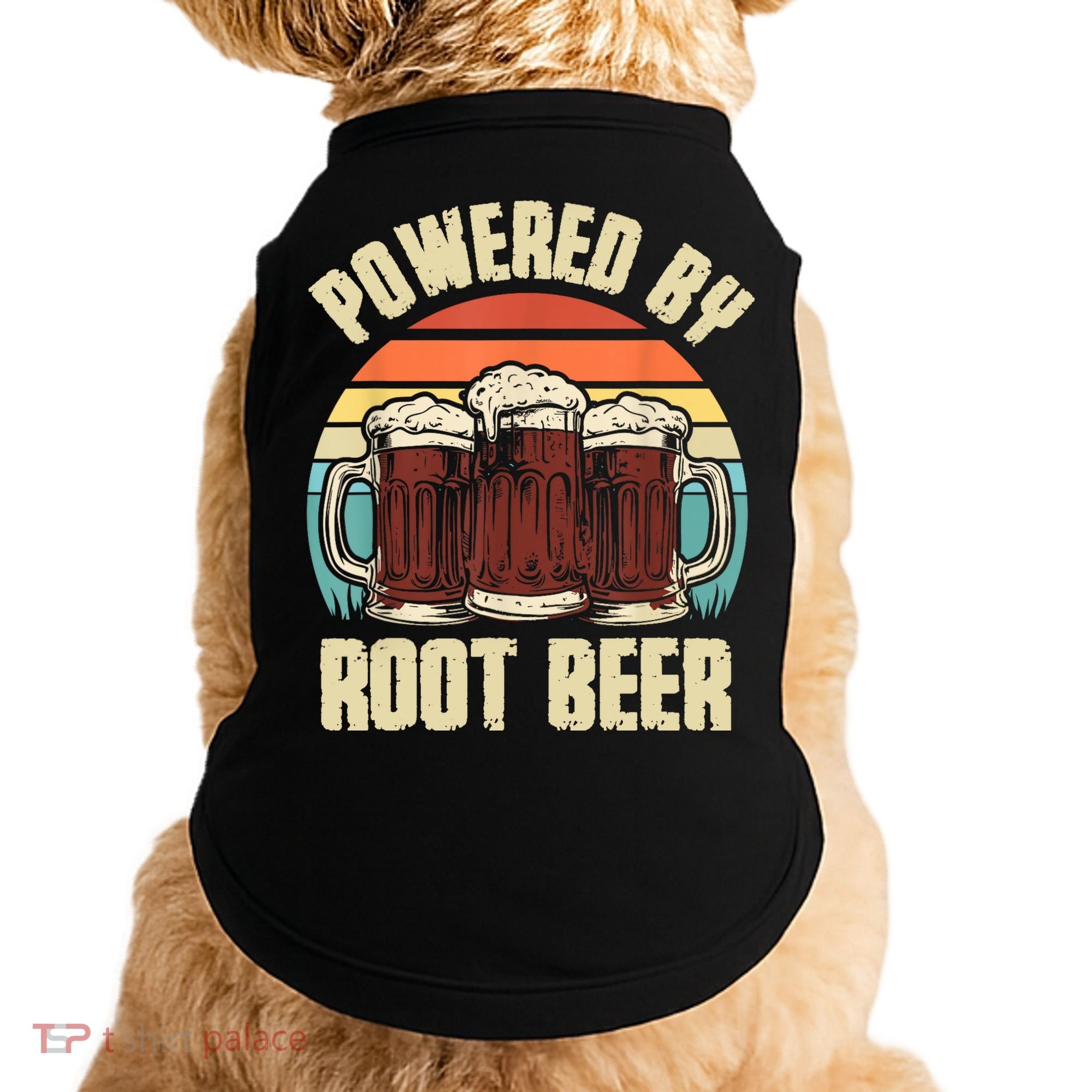 Powered By Root Beer Soda Drink Funny Root Beer Retro Doggie Tank