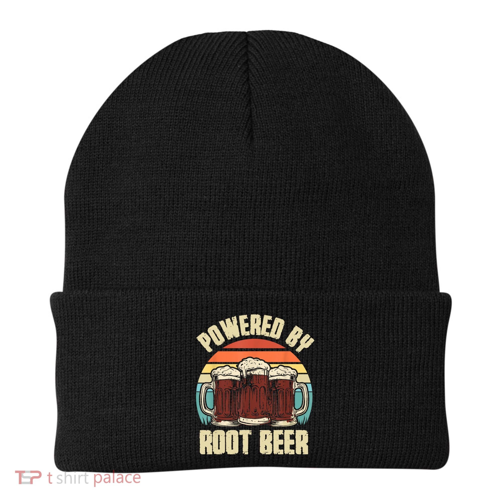 Powered By Root Beer Soda Drink Funny Root Beer Retro Beanie