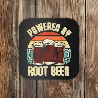 Powered By Root Beer Soda Drink Funny Root Beer Retro Coaster