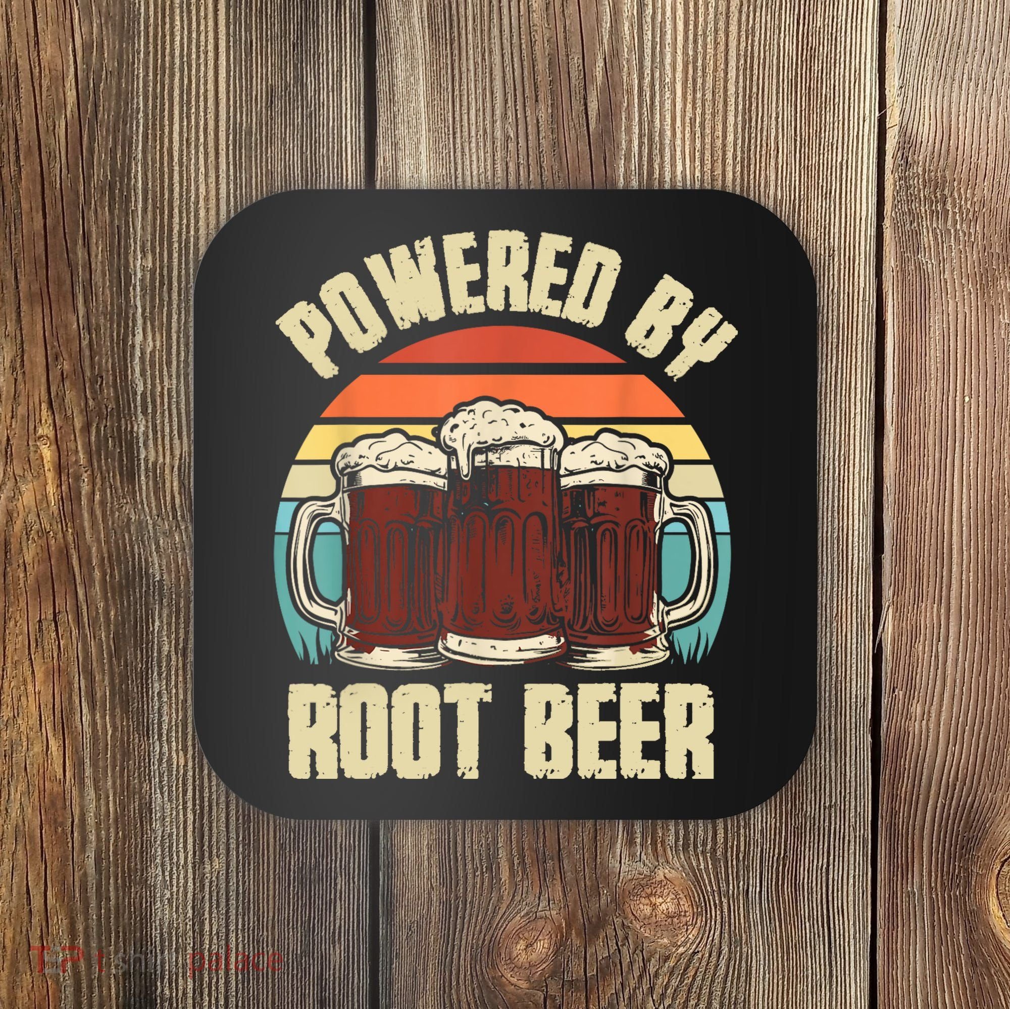 Powered By Root Beer Soda Drink Funny Root Beer Retro Coaster