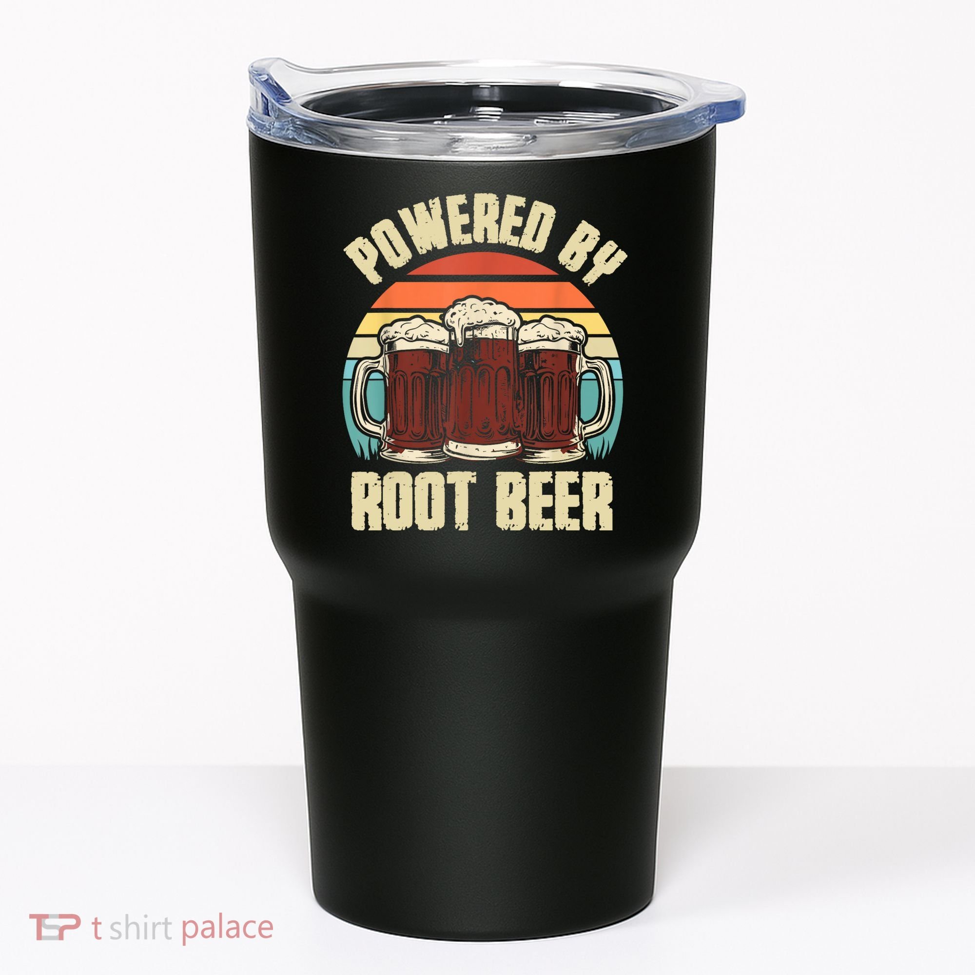 Powered By Root Beer Soda Drink Funny Root Beer Retro Tumbler