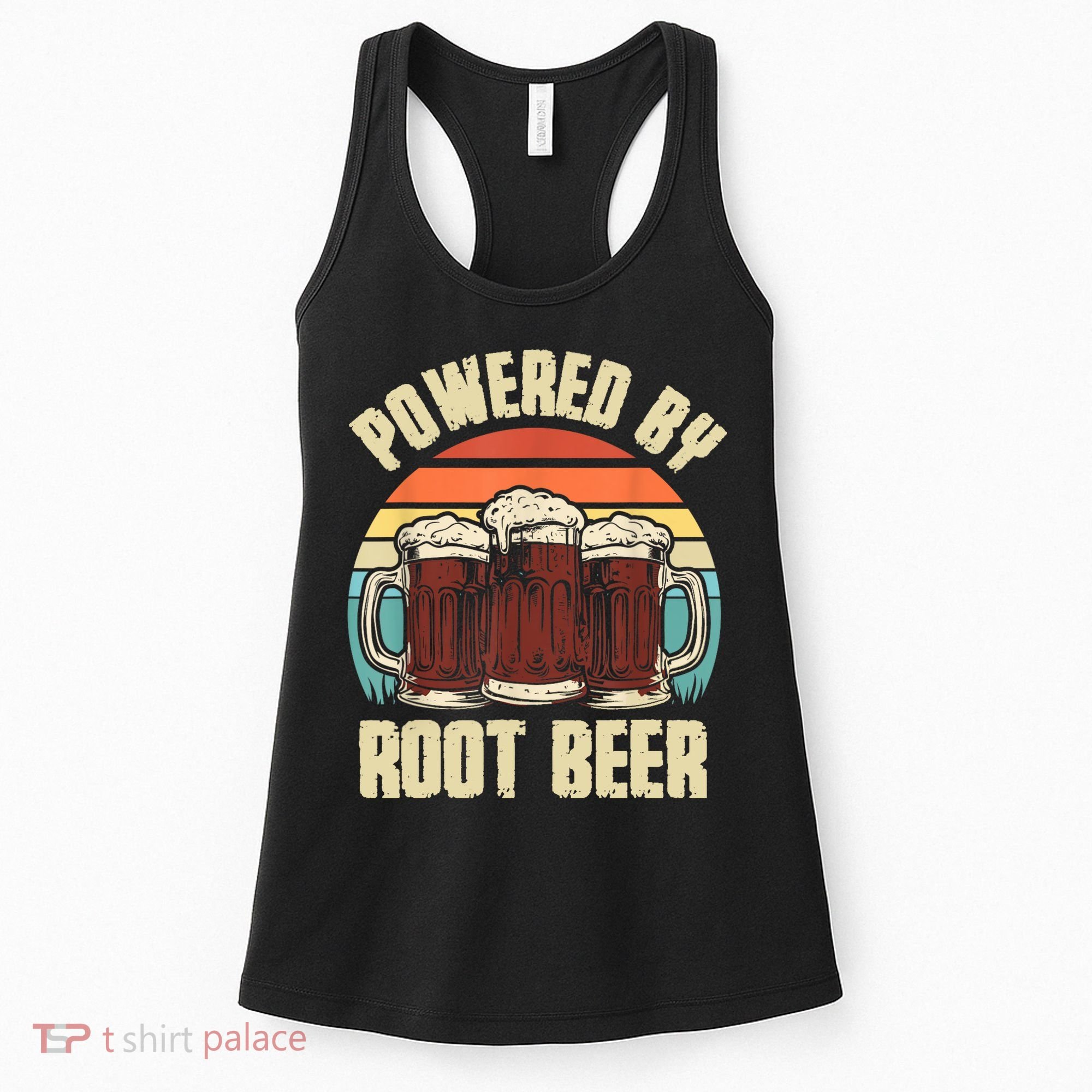 Powered By Root Beer Soda Drink Funny Root Beer Retro Women's Tank Top