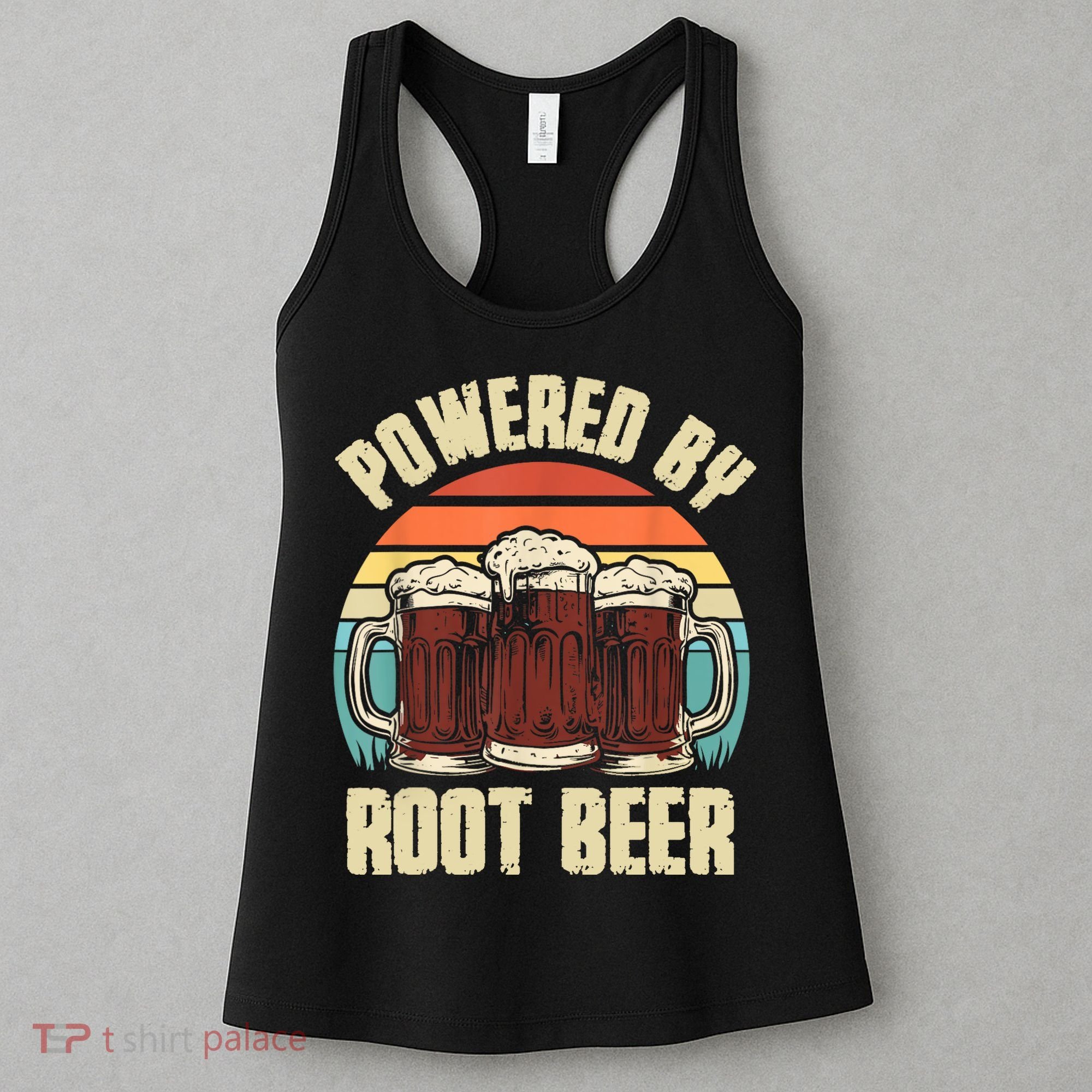 Powered By Root Beer Soda Drink Funny Root Beer Retro Women's Tank Top