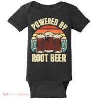 Powered By Root Beer Soda Drink Funny Root Beer Retro Baby Bodysuit thumb 0
