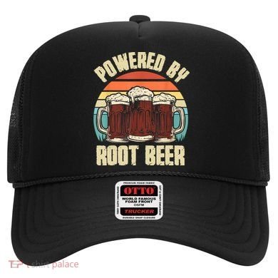 Powered By Root Beer Soda Drink Funny Root Beer Retro Hat