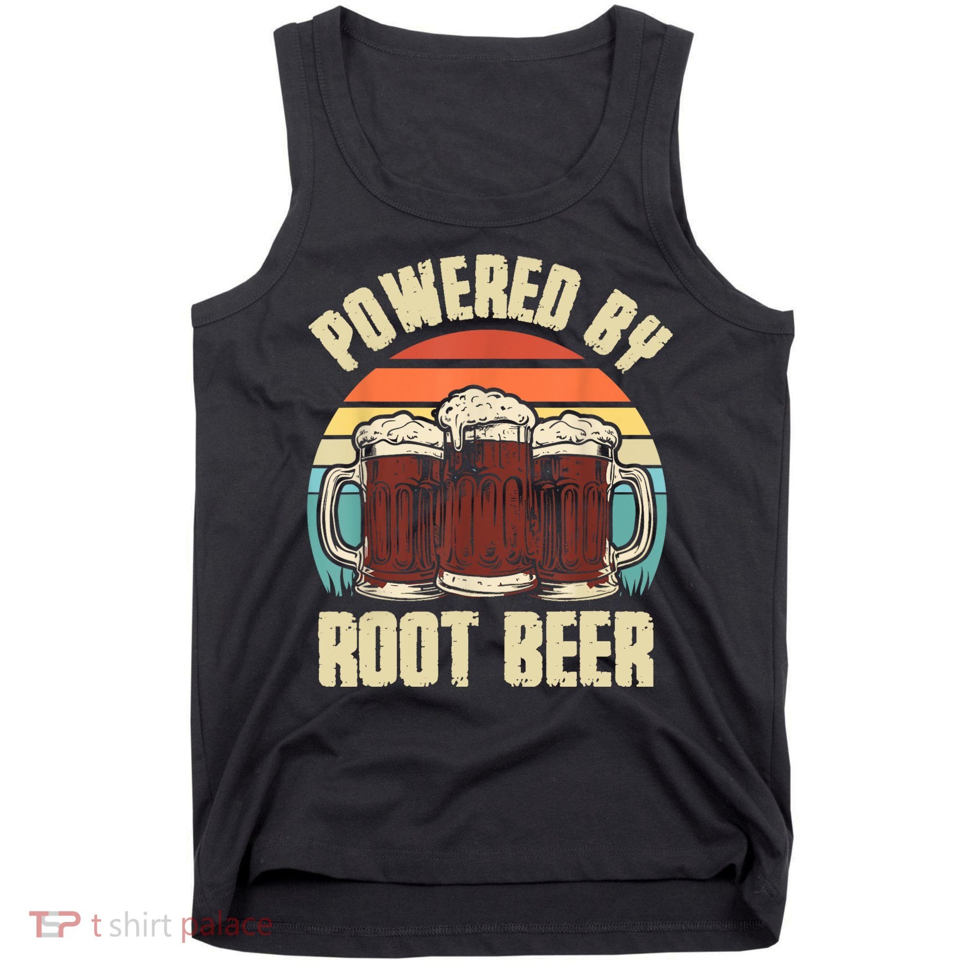 Powered By Root Beer Soda Drink Funny Root Beer Retro Tank Top