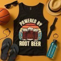 Powered By Root Beer Soda Drink Funny Root Beer Retro Tank Top thumb 4