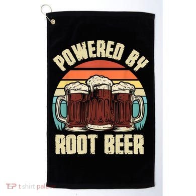 Powered By Root Beer Soda Drink Funny Root Beer Retro Golf Towel